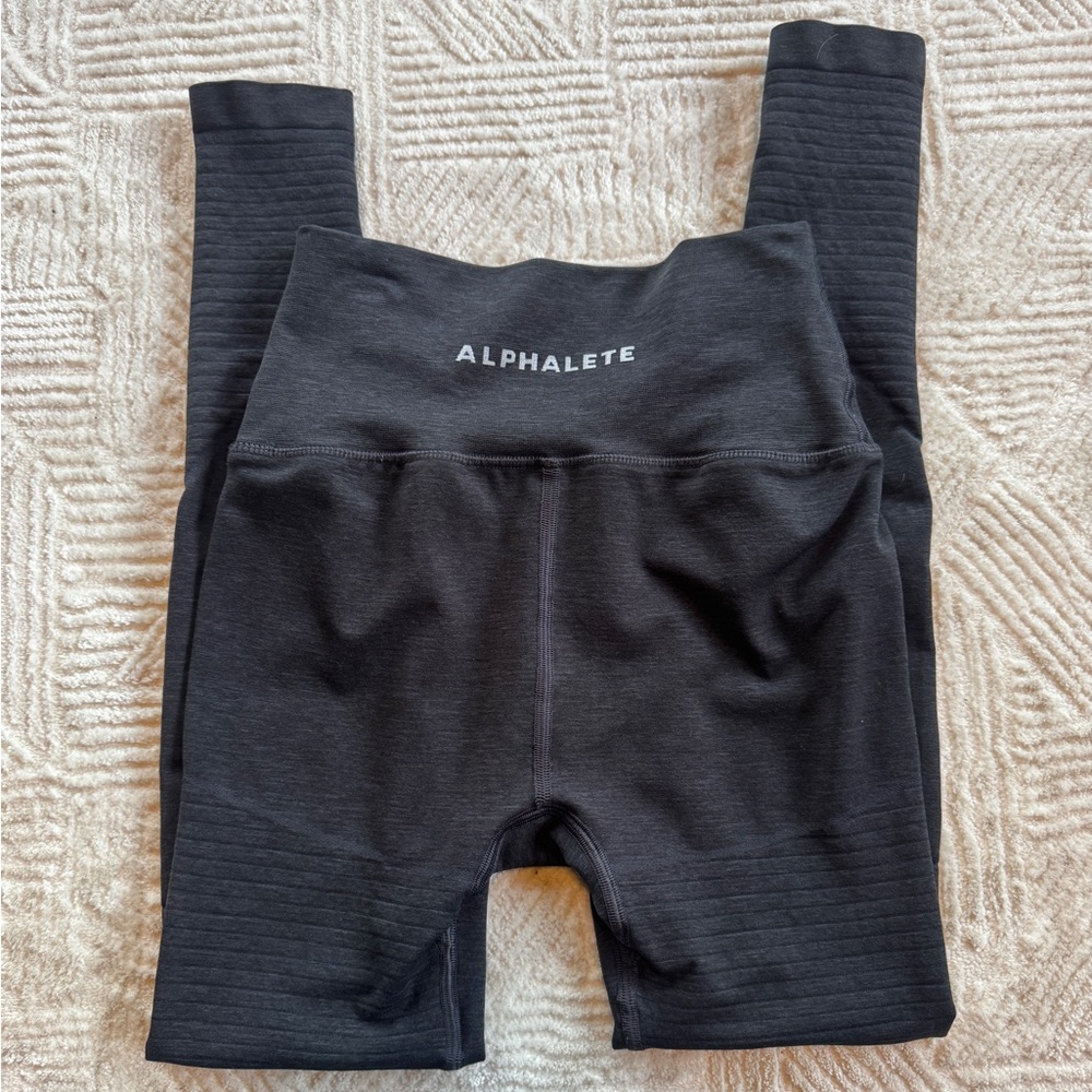 Alphalete Leggings Black High Waisted Small Ribbed